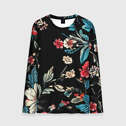 Лонгслив мужской Цветы старинный узор, цвет: 3D-принт
