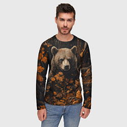 Лонгслив мужской Медведь в лесной чаще, цвет: 3D-принт — фото 2