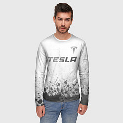 Лонгслив мужской Tesla - white gradient посередине, цвет: 3D-принт — фото 2