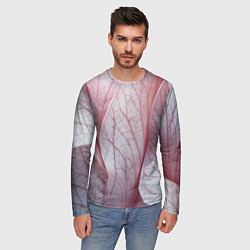 Лонгслив мужской Розовые листья, цвет: 3D-принт — фото 2