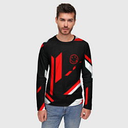 Лонгслив мужской Nirvana текстура полосы, цвет: 3D-принт — фото 2