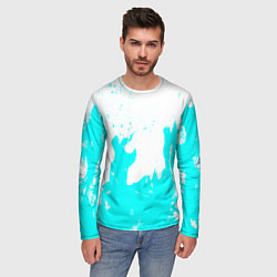 Лонгслив мужской Голубой огонь текстура, цвет: 3D-принт — фото 2