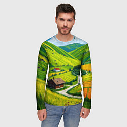 Лонгслив мужской Русская душа и поле, цвет: 3D-принт — фото 2