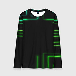 Лонгслив мужской Black green color, цвет: 3D-принт