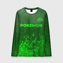Мужской лонгслив Pokemon - green gradient посередине
