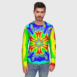 Лонгслив мужской Неоновая психоделика узор, цвет: 3D-принт — фото 2