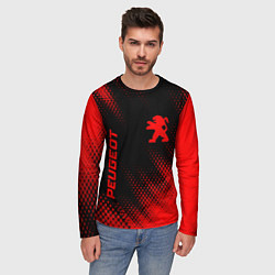 Лонгслив мужской Peugeot - red gradient вертикально, цвет: 3D-принт — фото 2