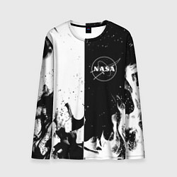 Лонгслив мужской Nasa черно белый огонь, цвет: 3D-принт