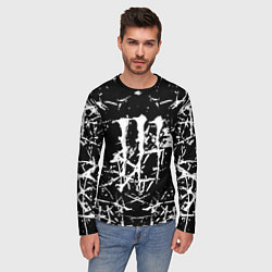 Лонгслив мужской Monster energy белые штрихи краско, цвет: 3D-принт — фото 2