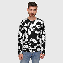 Лонгслив мужской Модная чб абстракция - нейроарт, цвет: 3D-принт — фото 2