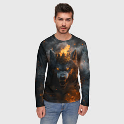 Лонгслив мужской Волк в огне, цвет: 3D-принт — фото 2