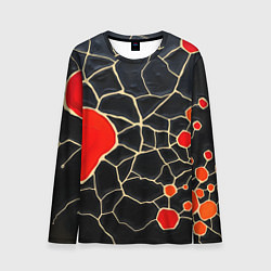 Лонгслив мужской Красная абстракция на черном лаке, цвет: 3D-принт