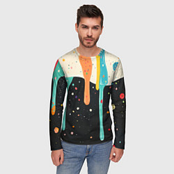 Лонгслив мужской Разноцветные капли текстура, цвет: 3D-принт — фото 2