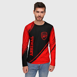Лонгслив мужской Arsenal - red gradient вертикально, цвет: 3D-принт — фото 2
