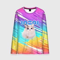 Мужской лонгслив Inzoi кошечка на радужном фоне