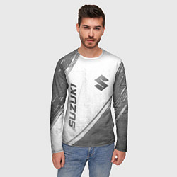 Лонгслив мужской Suzuki - white gradient вертикально, цвет: 3D-принт — фото 2