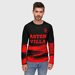 Лонгслив мужской Aston Villa - red gradient посередине, цвет: 3D-принт — фото 2