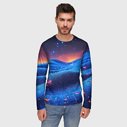 Лонгслив мужской Синяя дюна - текстура, цвет: 3D-принт — фото 2
