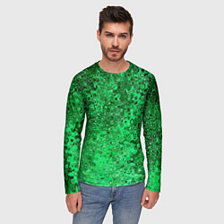 Лонгслив мужской Зелёный малахит абстрактная текстура, цвет: 3D-принт — фото 2