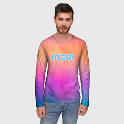 Лонгслив мужской Inzoi розово-оранжевый фон, цвет: 3D-принт — фото 2