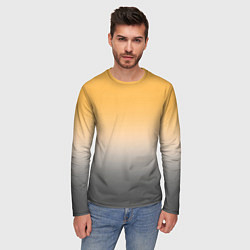 Лонгслив мужской Бледный жёлто-серый градиент, цвет: 3D-принт — фото 2