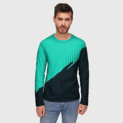 Лонгслив мужской Color black light blue, цвет: 3D-принт — фото 2