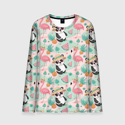 Мужской лонгслив Панда фламинго лето ананас