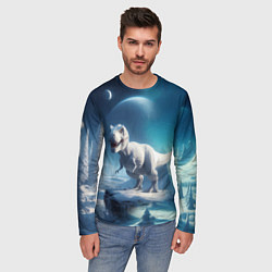 Лонгслив мужской Снежный динозавр - история вымирания, цвет: 3D-принт — фото 2