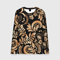 Мужской лонгслив Русский этнический узор с позолотой