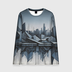 Лонгслив мужской Небоскребы и скалы, цвет: 3D-принт