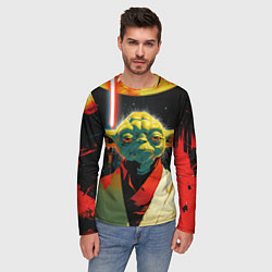 Лонгслив мужской Йода космический фон, цвет: 3D-принт — фото 2