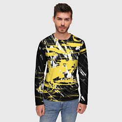 Лонгслив мужской Желтая краска на черном, цвет: 3D-принт — фото 2