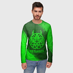 Лонгслив мужской Disturbed - green gradient, цвет: 3D-принт — фото 2