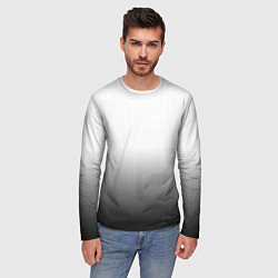 Лонгслив мужской Из белого в чёрный градиент с точками, цвет: 3D-принт — фото 2