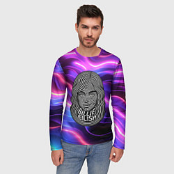 Лонгслив мужской Портрет Билли Айлиш из линий, цвет: 3D-принт — фото 2