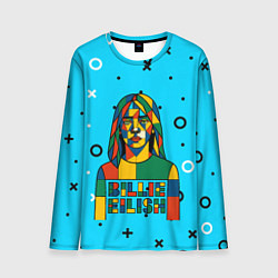 Мужской лонгслив Билли Айлиш из разноцветной мозаики