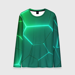 Лонгслив мужской Зеленые неоновые плитки, цвет: 3D-принт