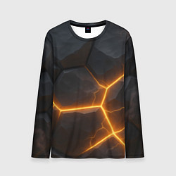 Лонгслив мужской Черные плиты с оранжевой молнией, цвет: 3D-принт