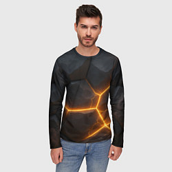 Лонгслив мужской Черные плиты с оранжевой молнией, цвет: 3D-принт — фото 2