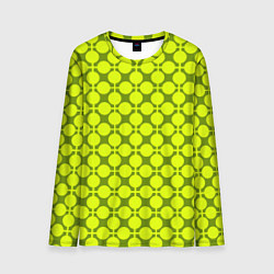Мужской лонгслив Желто зеленый неоновый узор ретро в горох