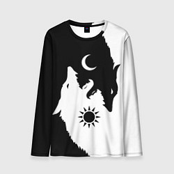 Лонгслив мужской Мистические волки дня и ночи инь-янь, цвет: 3D-принт
