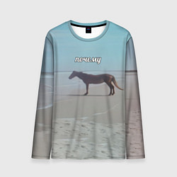 Мужской лонгслив Лошадь почему мем на берегу