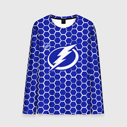 Лонгслив мужской Тампа Бэй Лайтнинг - синие соты, цвет: 3D-принт