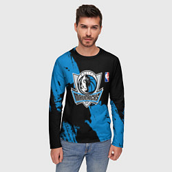 Лонгслив мужской Даллас Маверикс - брызги краски, цвет: 3D-принт — фото 2