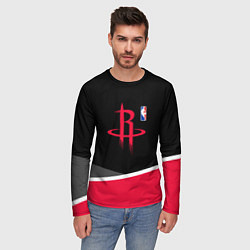 Лонгслив мужской Хьюстон Рокетс - линии, цвет: 3D-принт — фото 2