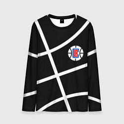 Лонгслив мужской Клипперс - текстура черного мяча, цвет: 3D-принт