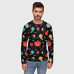 Лонгслив мужской Halloween red pumpkin, цвет: 3D-принт — фото 2