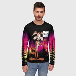 Лонгслив мужской Кайот в лесу, цвет: 3D-принт — фото 2