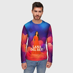 Лонгслив мужской Lana Del Rey на фоне сердечек, цвет: 3D-принт — фото 2
