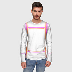 Лонгслив мужской Neon white orange pink, цвет: 3D-принт — фото 2